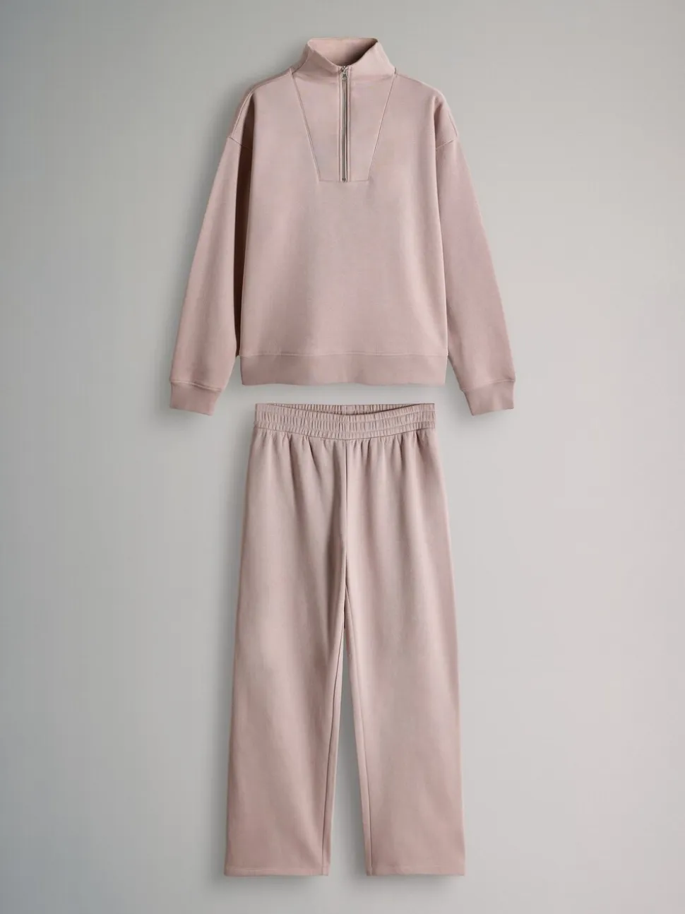 Taupe bruin - The Set Half Zip Funnel Neck Sweatshirt and Wide Leg Jogger Set