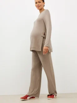 Taupe bruin - Zwangerschap Sweatshirt en Joggingbroeken Set