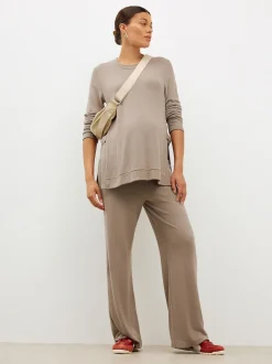 Taupe bruin - Zwangerschap Sweatshirt en Joggingbroeken Set