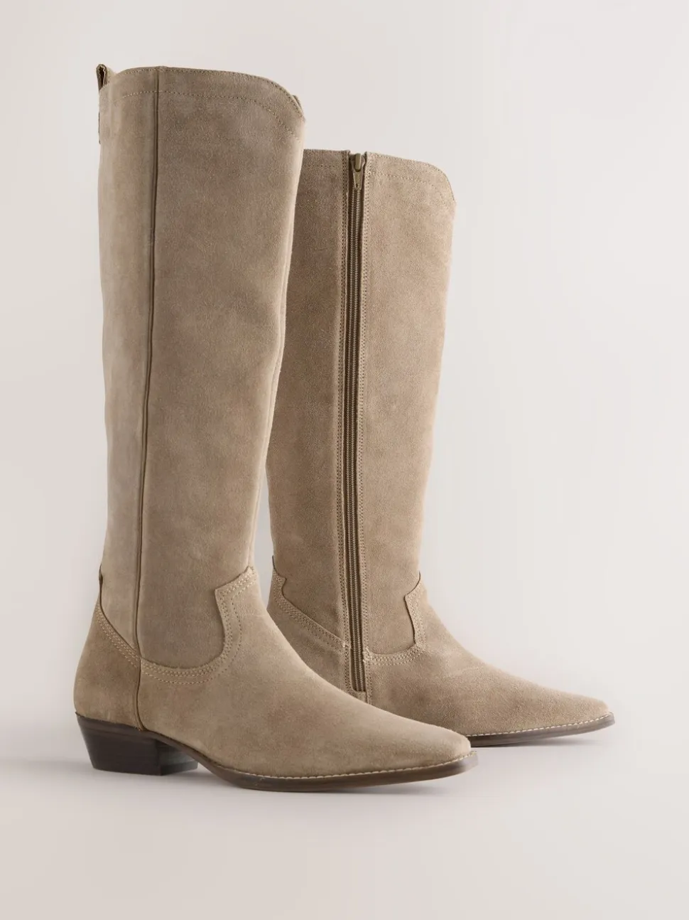 Taupe bruin suède leermix - Forever Comfort® kniehoge contrast western Boots