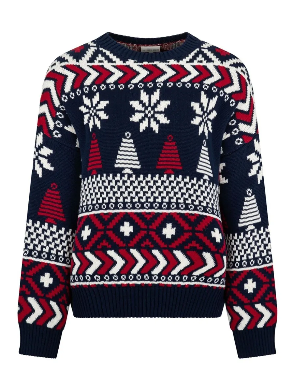 The Little Tailor Blauwe Kerstmis Multicolour Fairisle Katoenen Trui