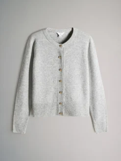 The Set 2 Pack Gold Button Knitted Cardigans With Wool