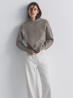 The Set 2 Pack Knitted Cable Jumpers With Wool