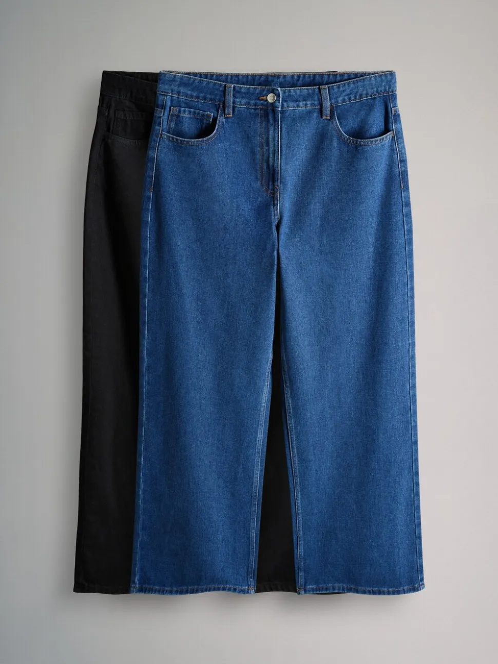 The Set 2 Pack Low Rise Wide Leg Denim Jeans