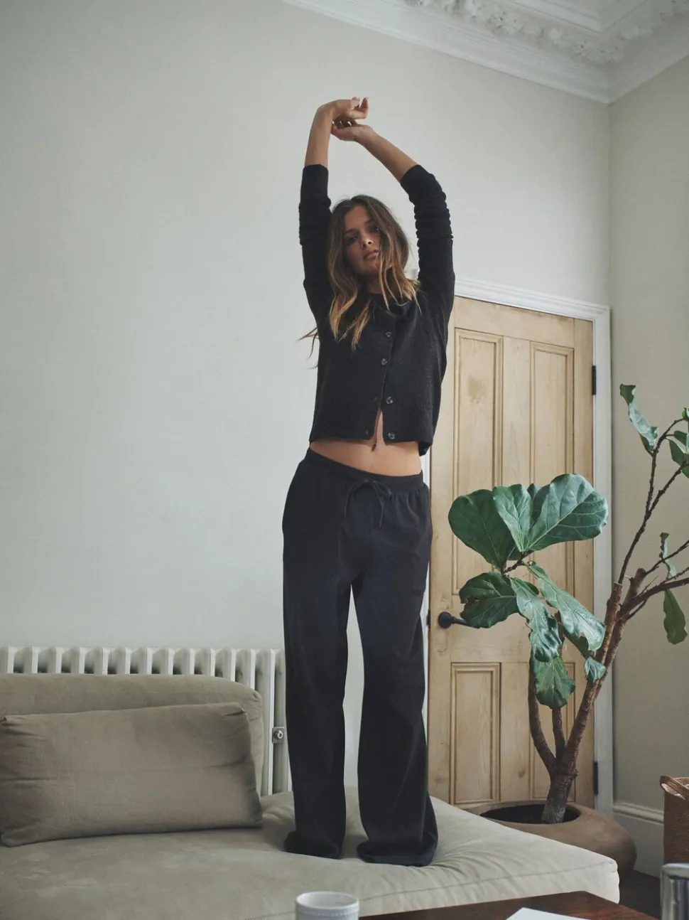 The Set 2 Pack Ribbed Jersey Wide Leg Trouser