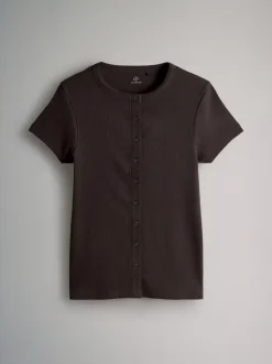The Set 3 Pack Short Sleeve Button Through Rib T-Shirts