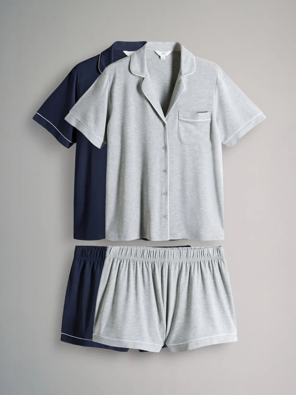 The Set 2 set van pyjama's van polyester-viscose blend met bies en knoopsluiting