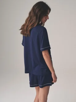 The Set 2 set van pyjama's van polyester-viscose blend met bies en knoopsluiting