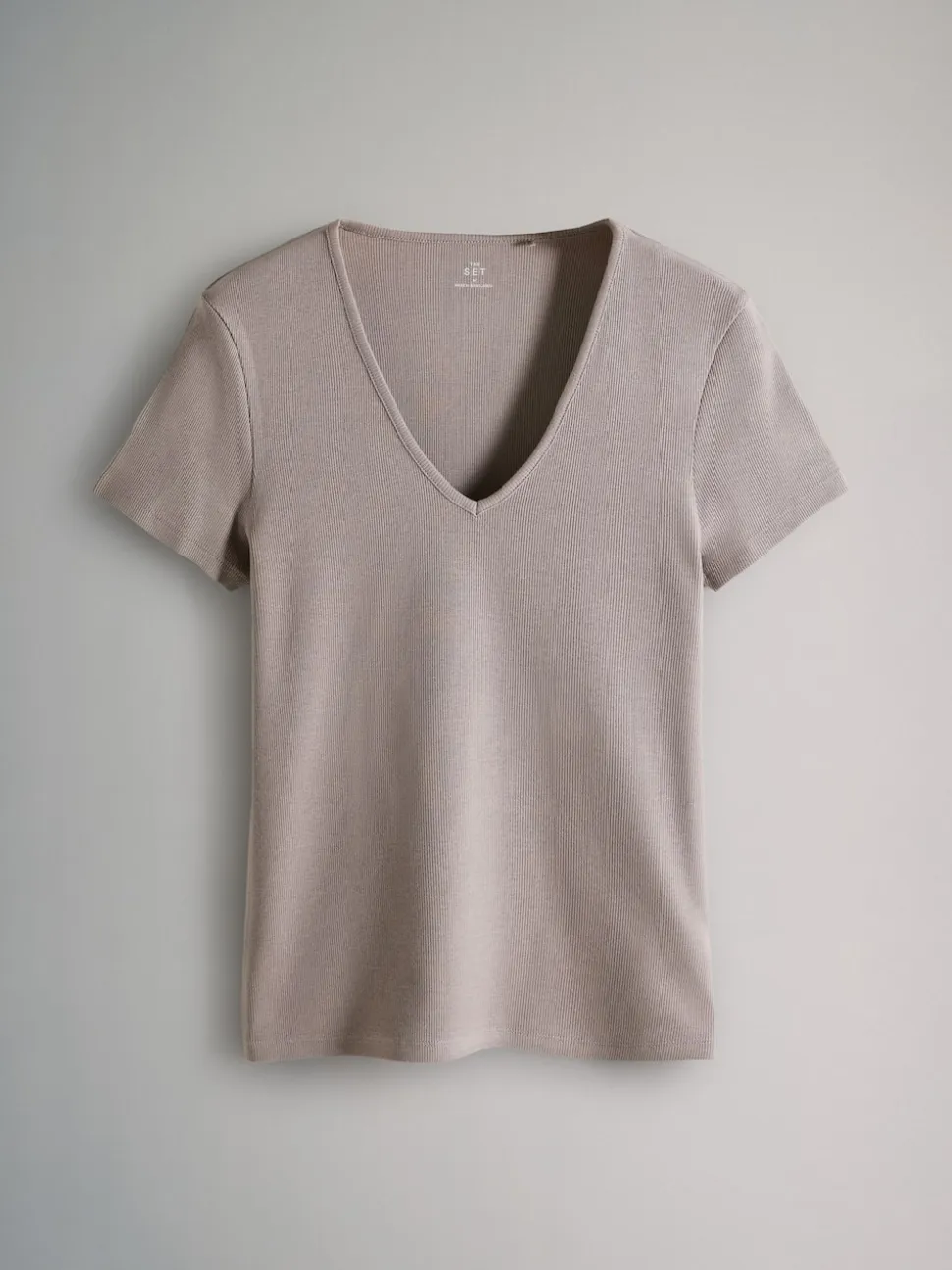 The Set verpakking van 3 geribbelde T-shirts met korte mouwen en V-hals