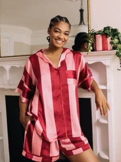Their Nibs Stripe Satin Oversized Short Pyjamas Set