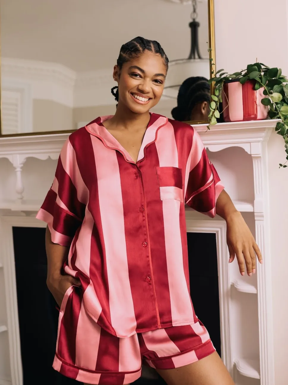 Their Nibs Stripe Satin Oversized Short Pyjamas Set