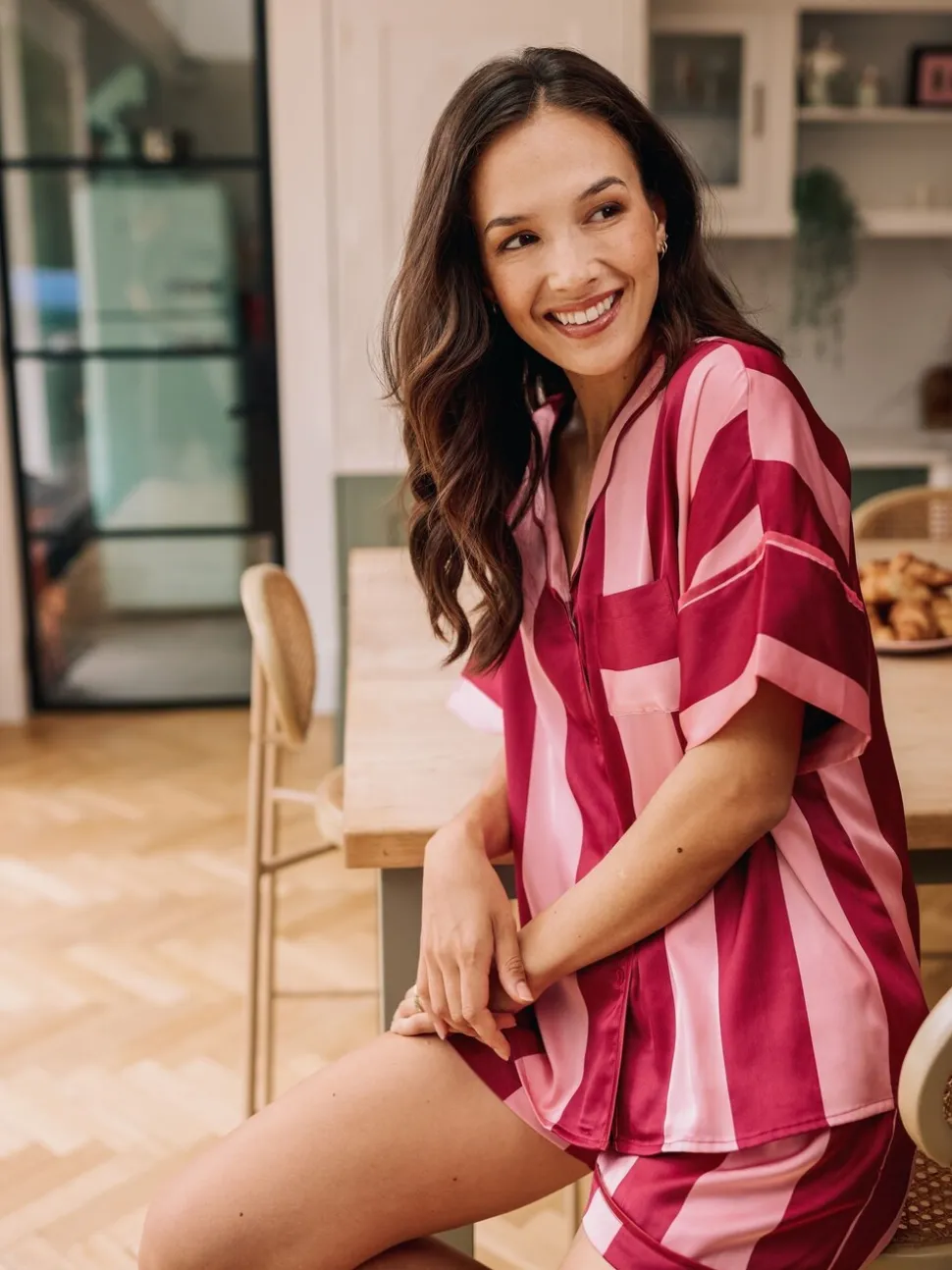Their Nibs Stripe Satin Oversized Short Pyjamas Set
