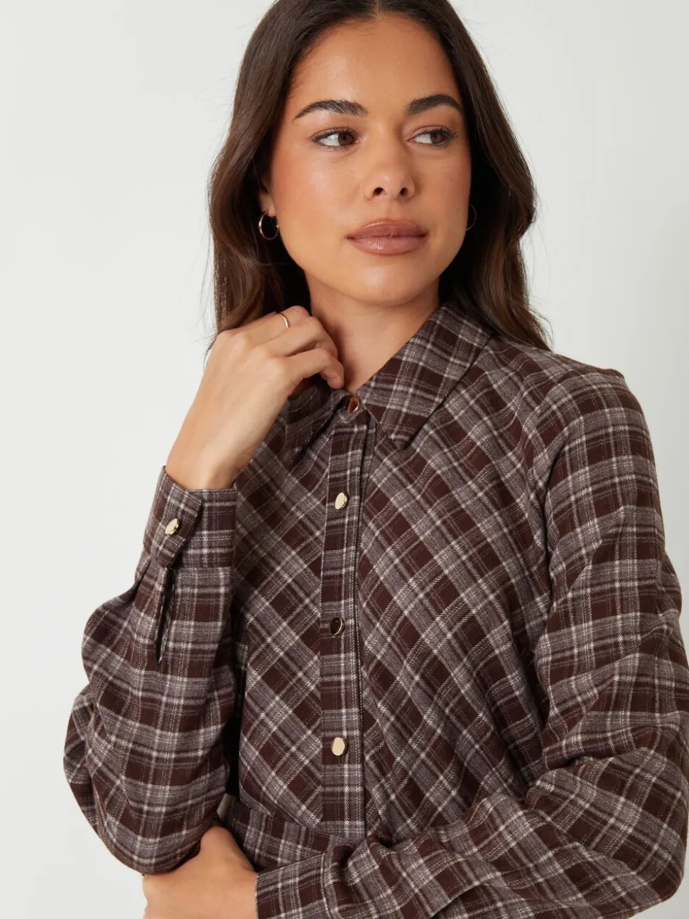 Threadbare Check Belted Midi Shirt Dress