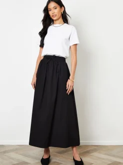 Threadbare Cotton Poplin Tie Waist Skirt with Pockets