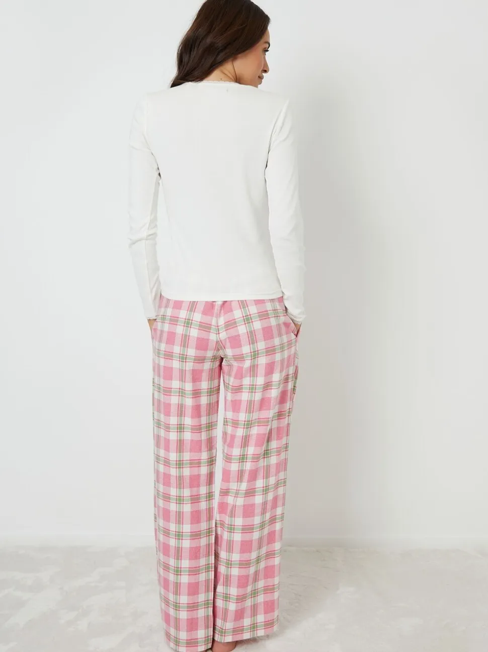 Threadbare Crew Neck Long Sleeve Check Pyjamas Set