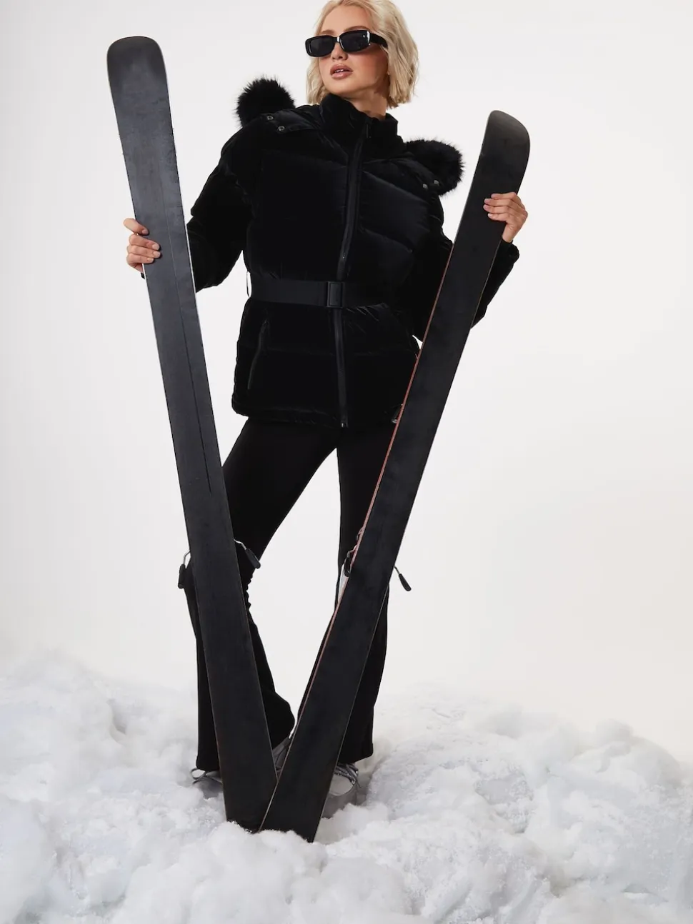 Threadbare High Shine Belted Parka Ski Jacket