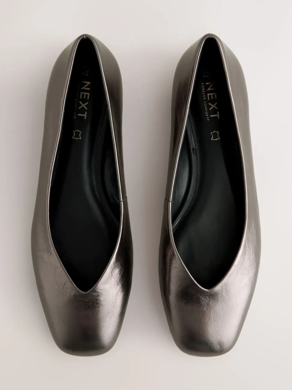 Tin - Forever Comfort® Leather Square Toe Ballerina Flats