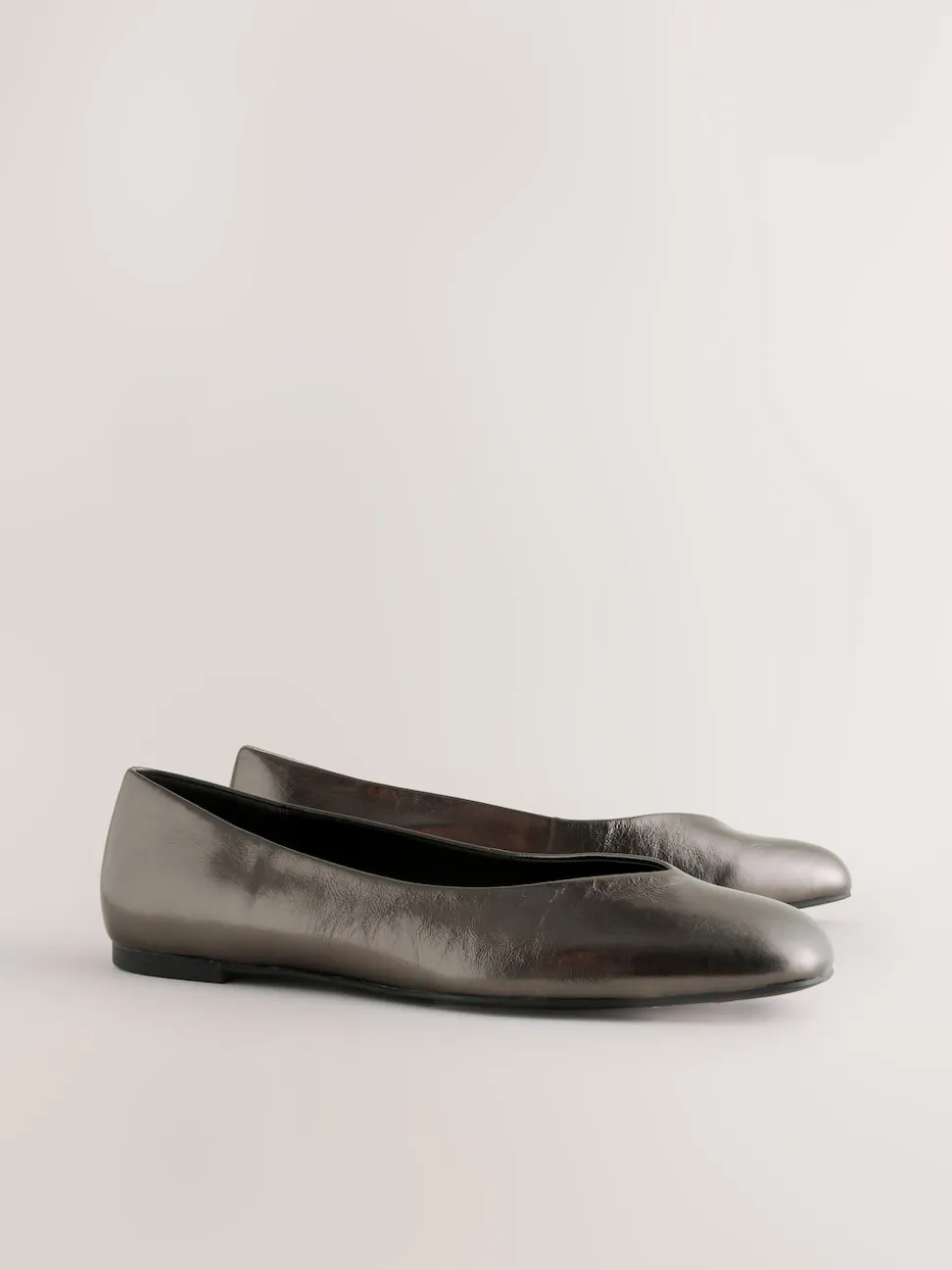 Tin - Forever Comfort® Leather Square Toe Ballerina Flats