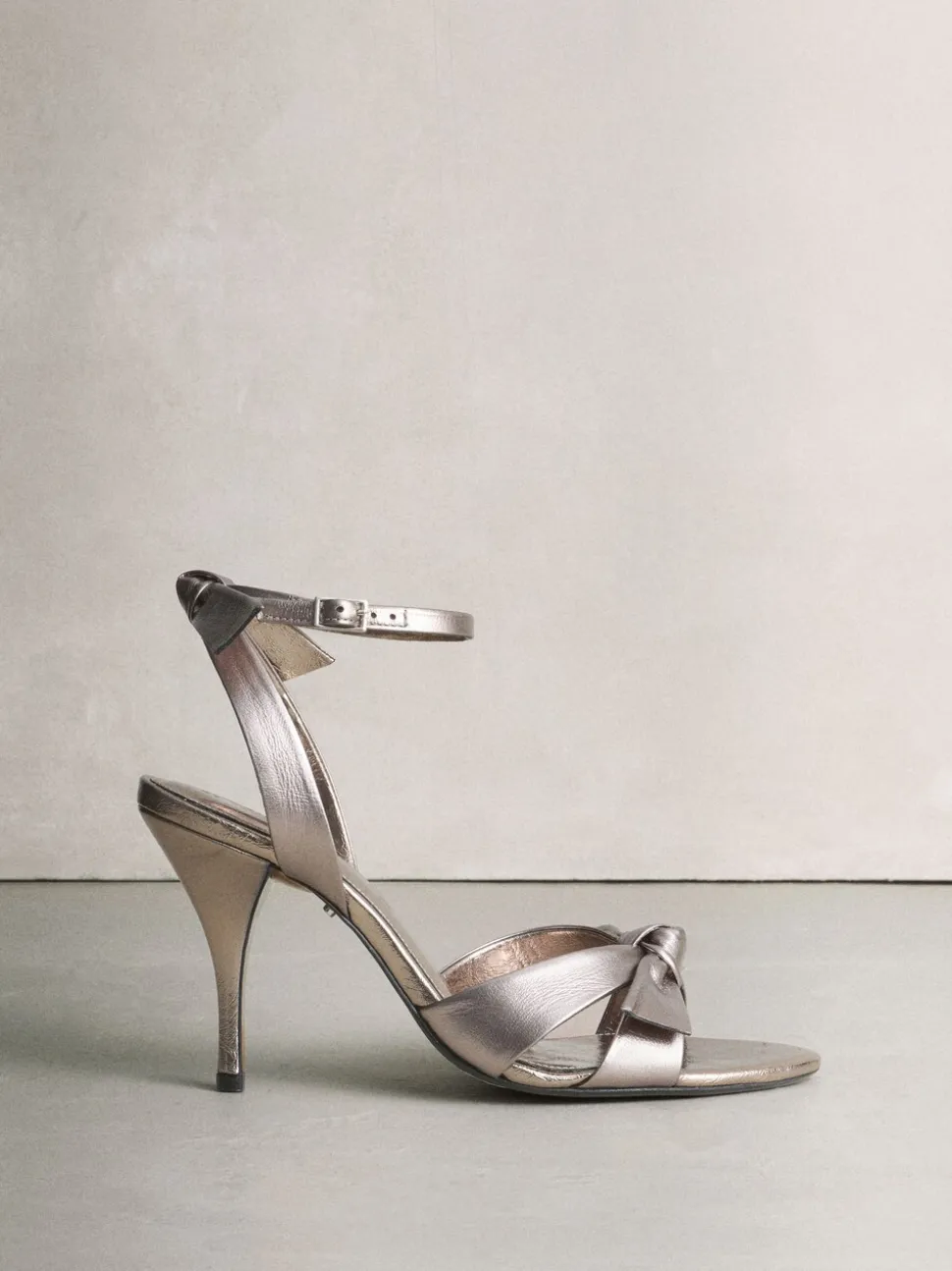 Tin - Signature Premium Leather Studded Bow Heeled Sandals