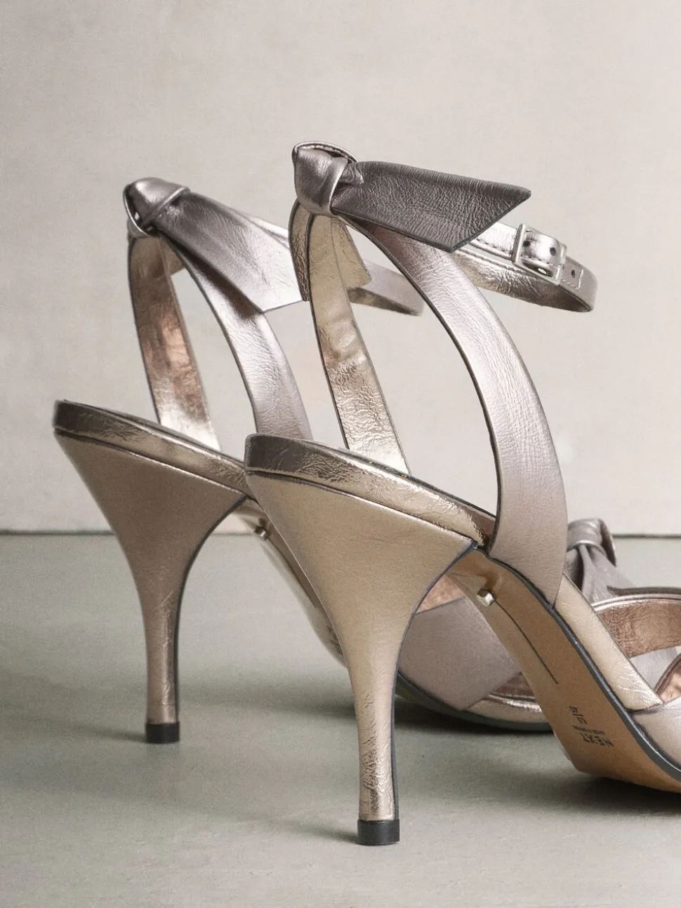 Tin - Signature Premium Leather Studded Bow Heeled Sandals