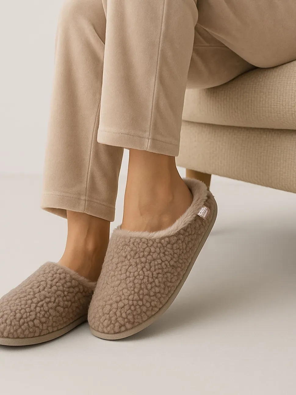 Totes Isotoner Ladies Borg Swept Back Mules
