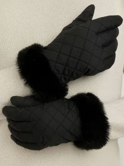 Totes SmarTouch Water Repellent Padded Gloves With Fur Cuff