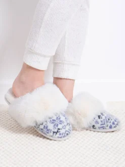 Totes Toasties Ladies Fair Isle Knit Mule Slippers