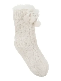 Totes Toasties Ladies Luxury Chunky Knit Slipper Socks