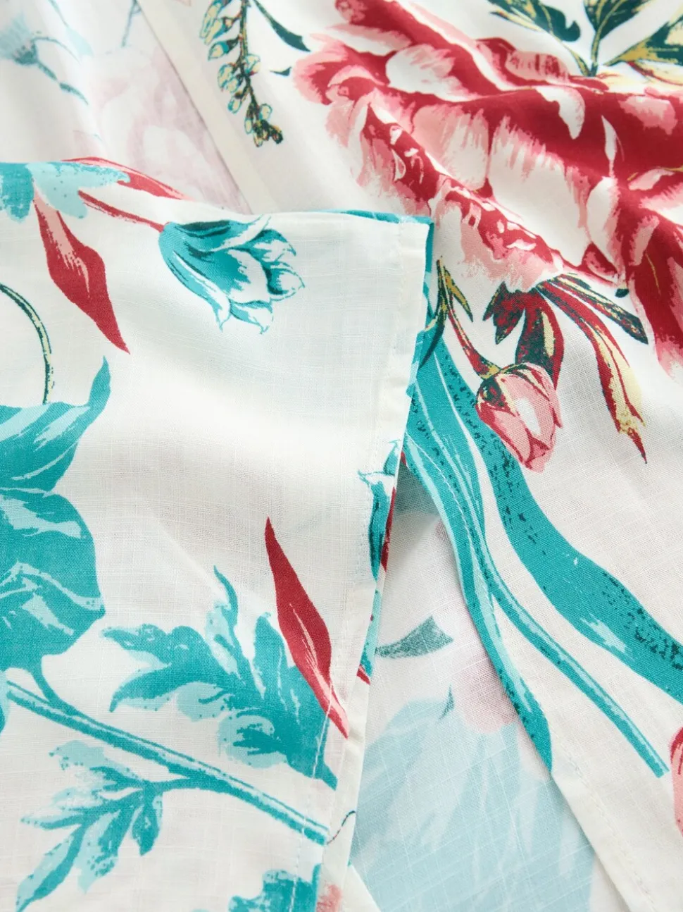 Turquoise Floral Print - Korte kimonotuniek