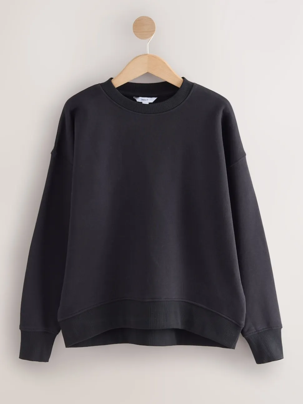 Ultiem zwart - Supersoft Peached Essentials sweatshirt met ronde hals en naaddetail