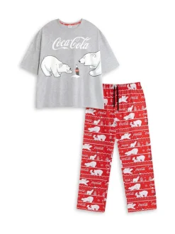 Vanilla Underground Coca Cola Logo Short Sleeve Long Leg Pyjamas Set