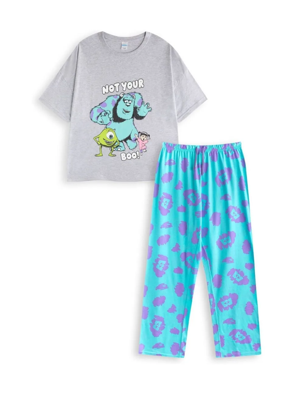 Vanilla Underground Disney Monsters Inc - Meerkleurige damespyjamaset met korte mouwen en lange pijpen van 100% katoen