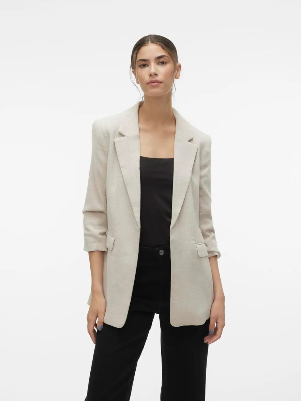 VERO MODA Textured Ruched Sleeve Jacket