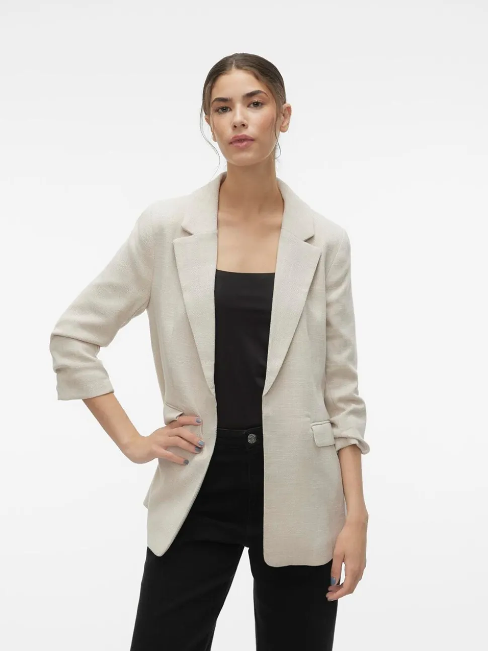 VERO MODA Textured Ruched Sleeve Jacket