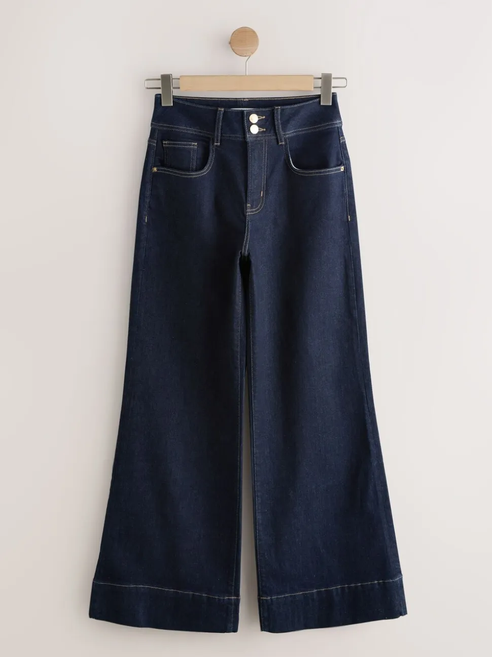 Wassing - Zandloperjeans met stretchy, hoge taille en wijde pijpen
