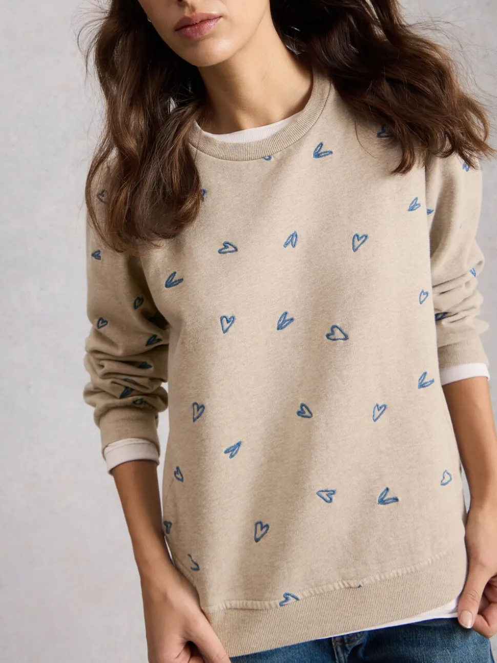 White Stuff Heart Embroidered Sweatshirt