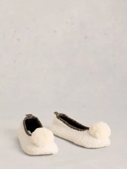 White Stuff Pom Ballet Slippers