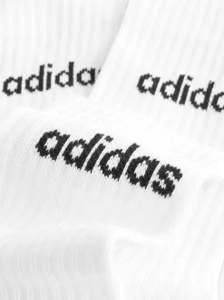 Wit - adidas Linear verpakking van 3 paar dikke sokken met ronde hals