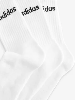 Wit - adidas Linear verpakking van 3 paar dikke sokken met ronde hals