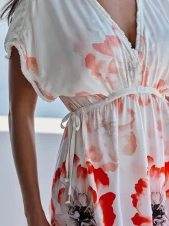 Wit - B by Ted Baker Floral Linen Blend Beach White Dress