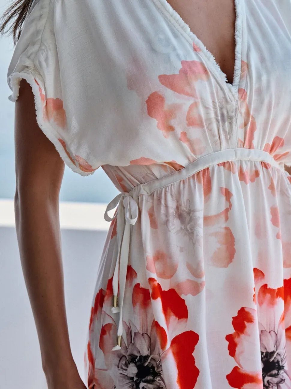 Wit - B by Ted Baker Floral Linen Blend Beach White Dress