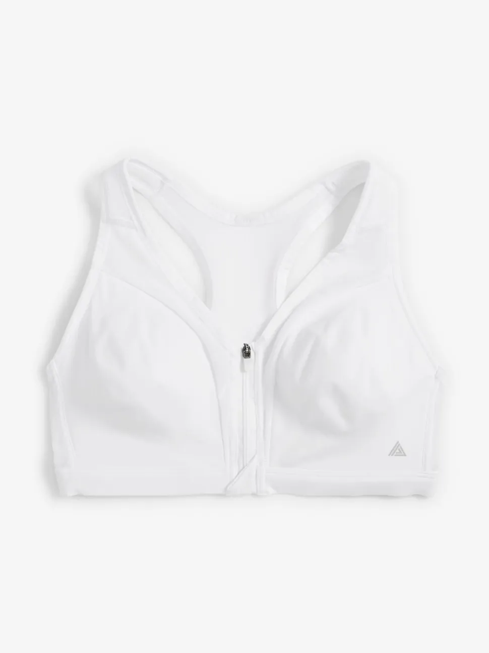 Wit - B-GG Active Sports high impact Dry Tech-sportbeha met rits aan de voorkant