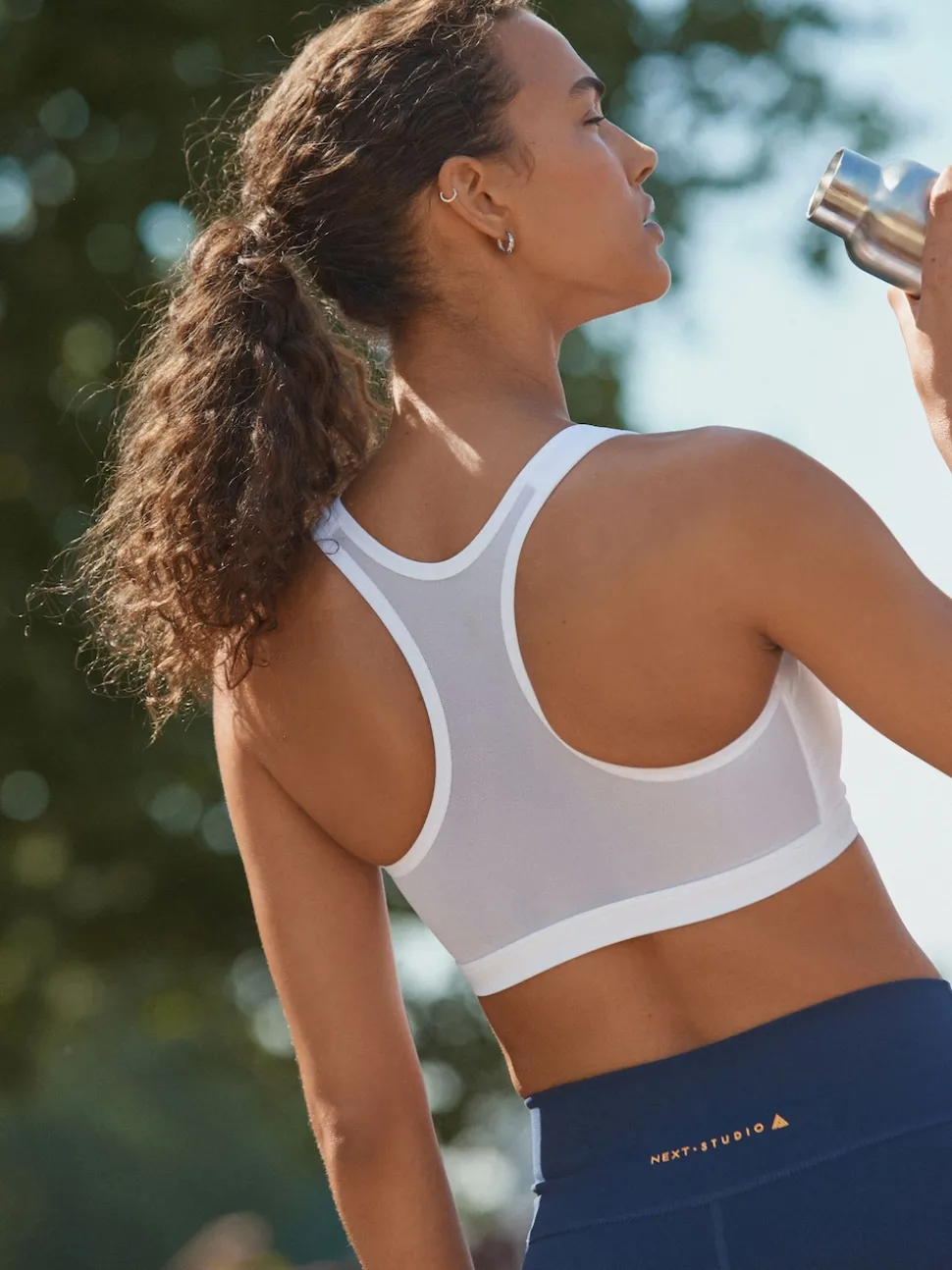 Wit - B-GG Active Sports high impact Dry Tech-sportbeha met rits aan de voorkant