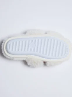 Wit - Boux Avenue Plush Bow Mix Slipper Sliders