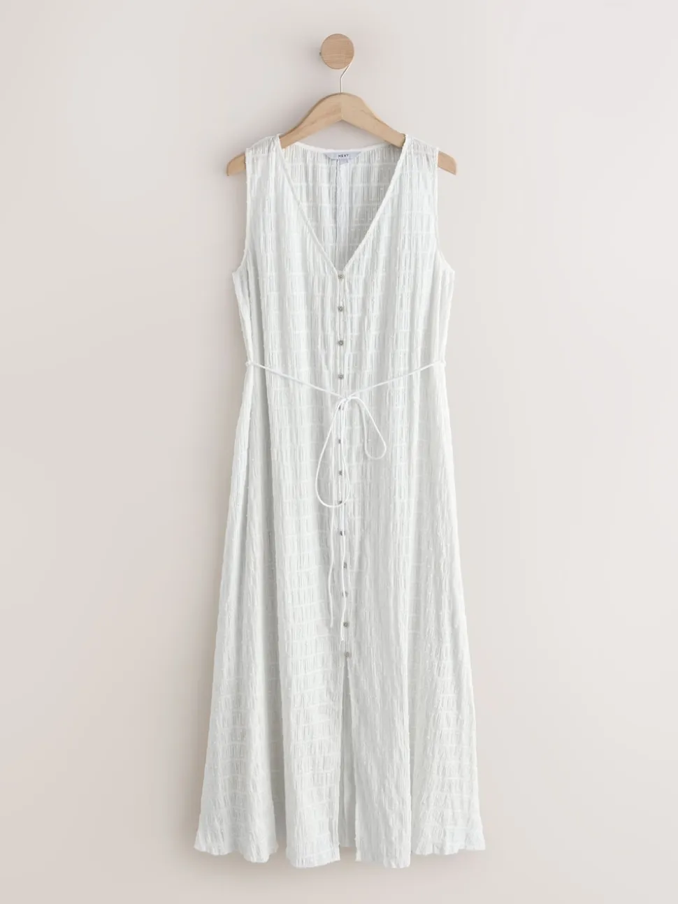Wit - Button Through Tie Waist Sleeveless Maxi Dress