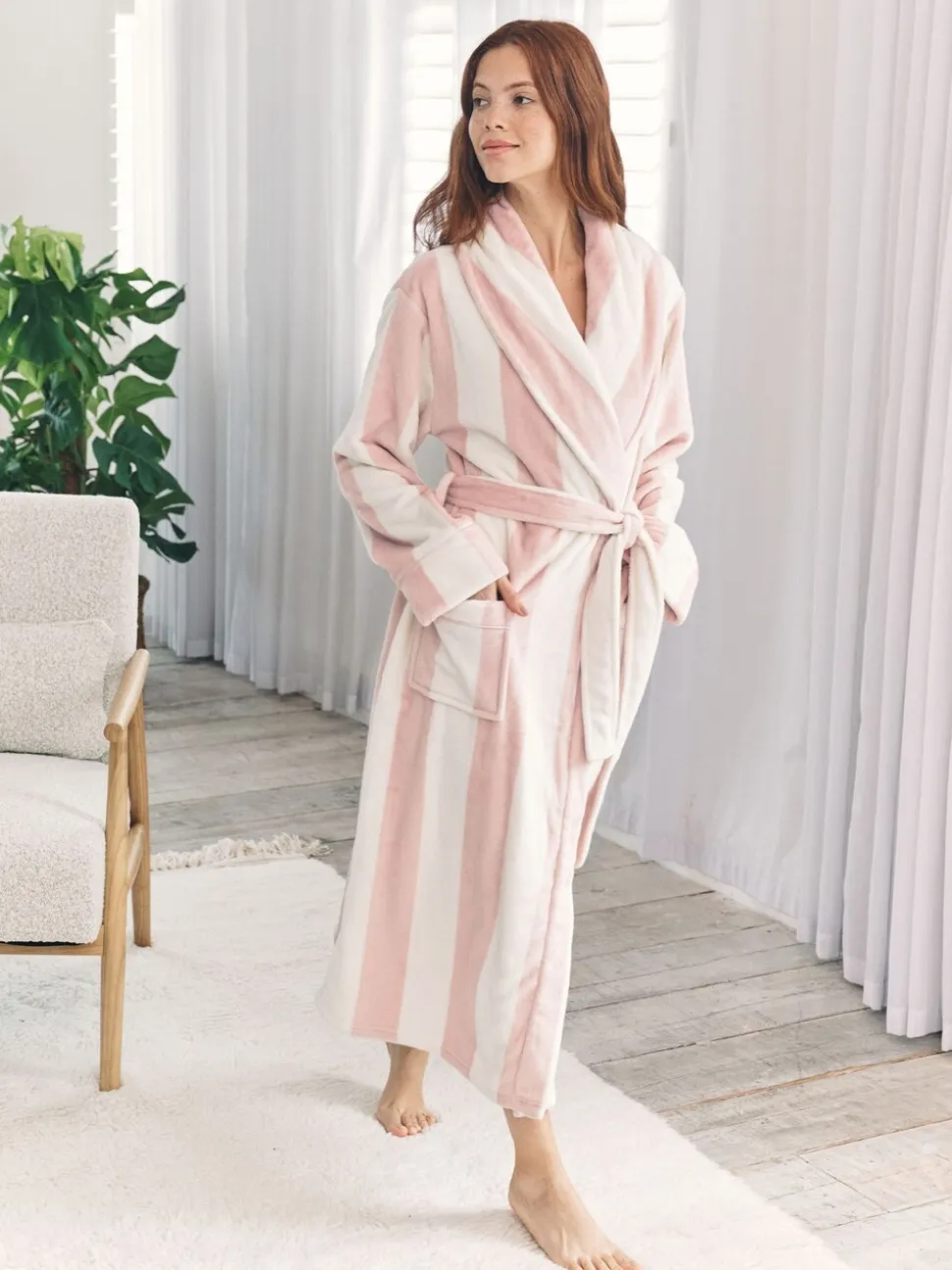 Wit - Chelsea Peers Fleece Stripe Dressing Gown