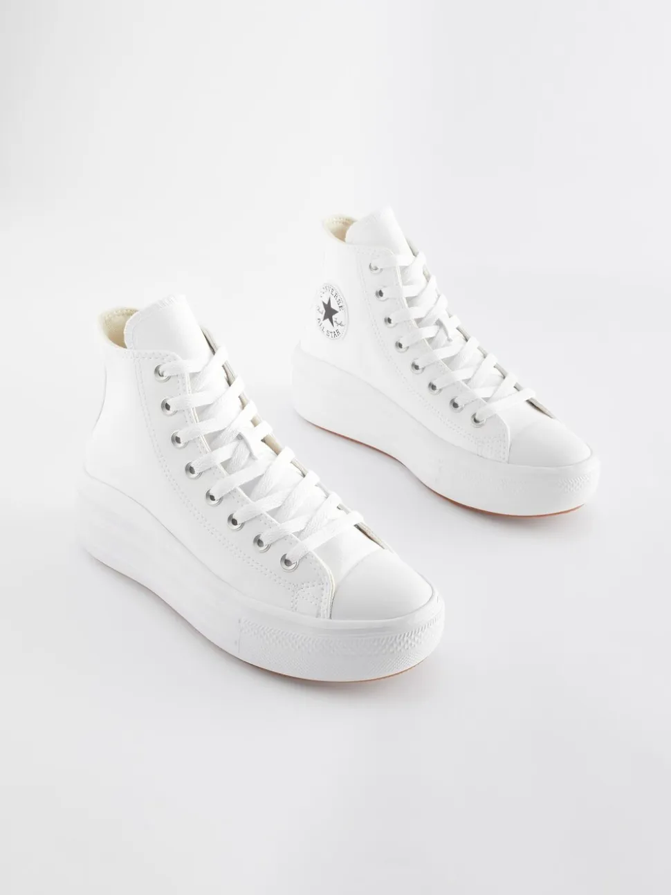 Wit - Converse Chuck Taylor All Star Move sneakers van leer met plateauzool
