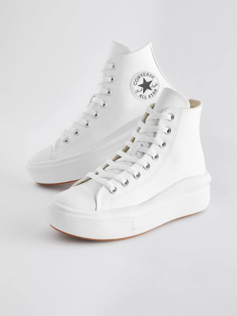 Wit - Converse Chuck Taylor All Star Move sneakers van leer met plateauzool
