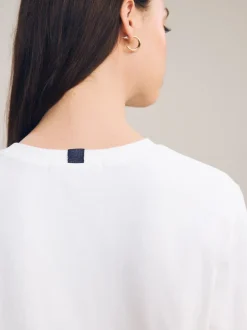 Wit - Dik T-shirt met lange mouwen en ronde hals