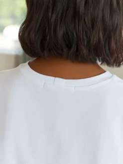 Wit - Dik T-shirt met ronde hals en korte mouwen